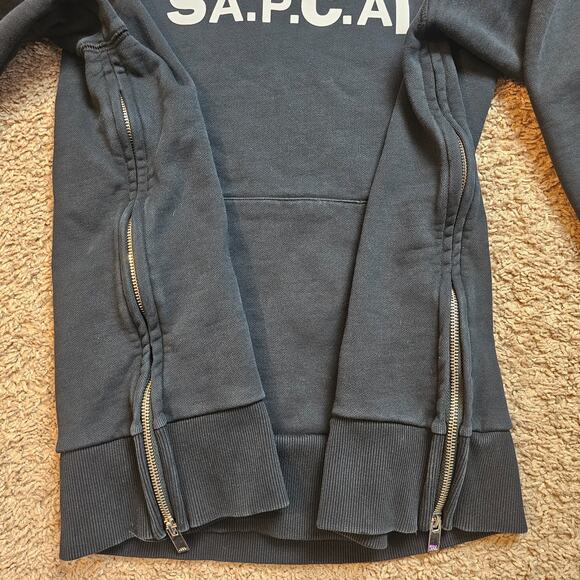 APC x Sacai Hoodie Large Black Side Zip Drawstring 21E2-COEON-M27655 Read - Picture 8 of 16